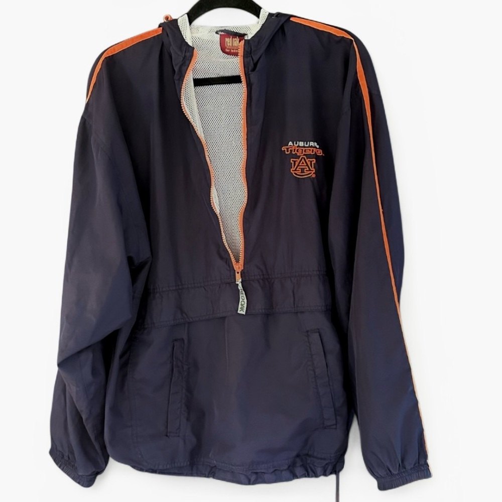 VINTAGE RED OAK Auburn University Tigers Windbreaker Pullover Blue Orange | XL